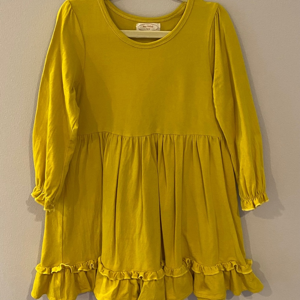 Sassy Siblings Mustard Twirl Dress - 4/5